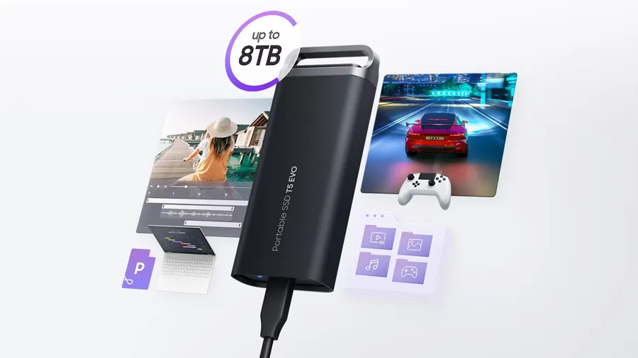 Dysk przenośny Samsung Portable SSD T5 EVO USB 3.2 Gen1 4 TB czarny